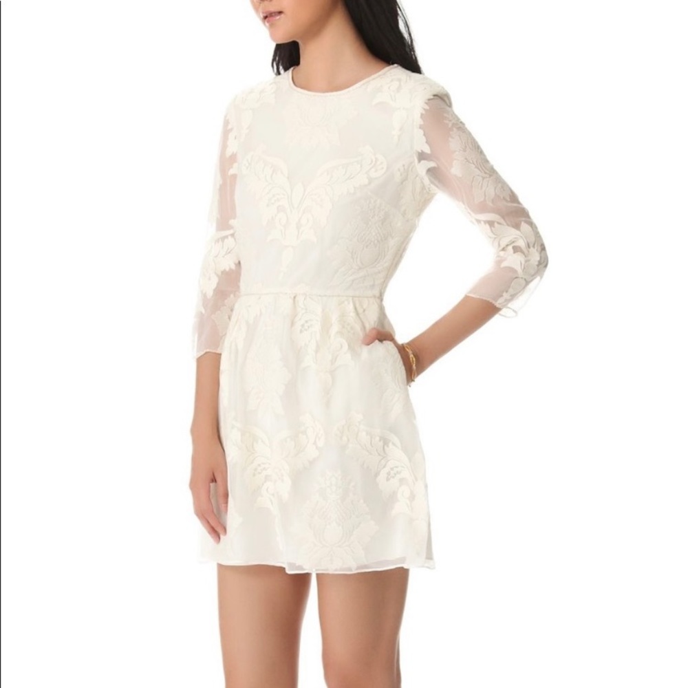 Anthropologie Dolce Vita Valentina White Dress • Size Small • 100% Silk Lace